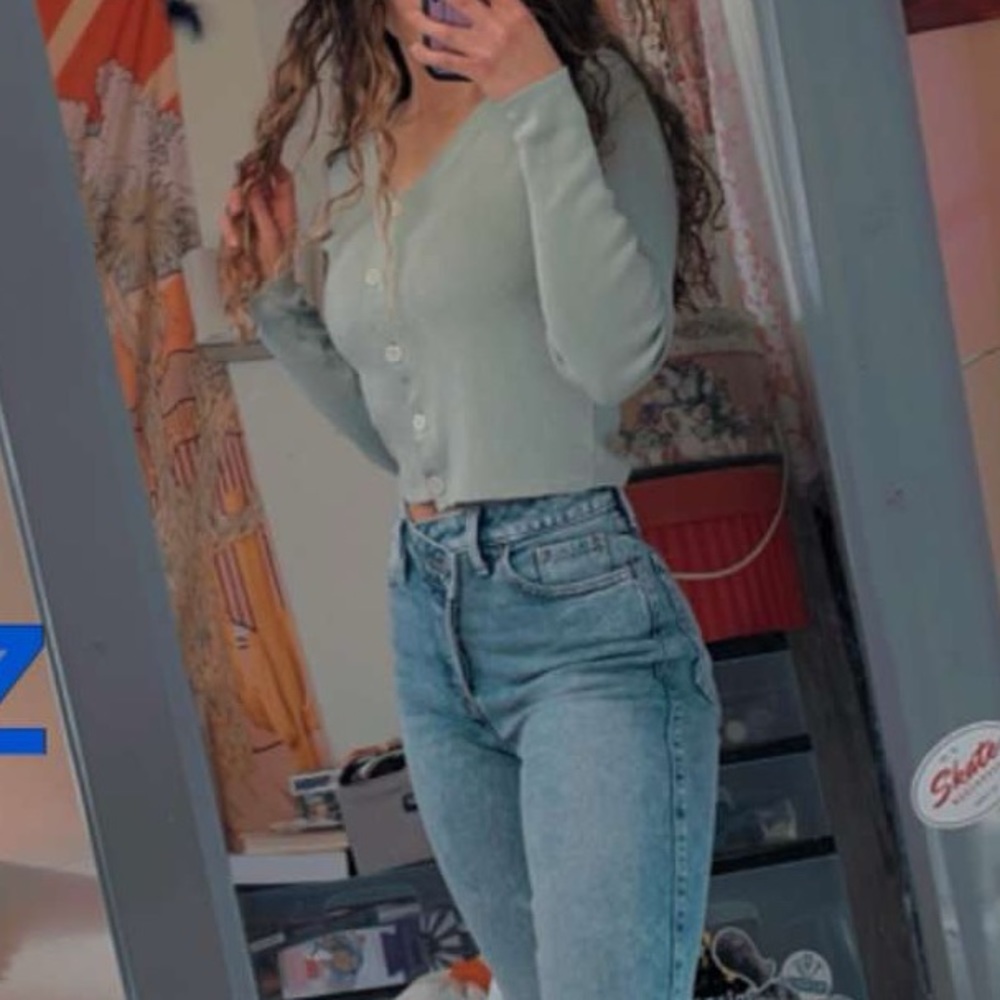 Brandy Melville Sage Green Button Down Sweater